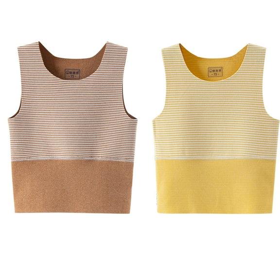 fatyb 2 Pack Cotton Tank Tops for Kids Toddler Baby Boys Girls Crew Neck Sleeveless Stripe Tank Tops
