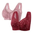 thumbnail image 1 of fatyb 2 Pack Everyday Bras for Women Front Closure No Underwire Comfort Bras Ladies Full Coverage Bralettes, 1 of 3