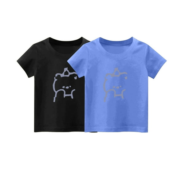 fatyb 2 Pack Kids T-Shirts Girls Cute Print Graphic Tee Tops Boys Short Sleeve Loose Cotton T Shirts