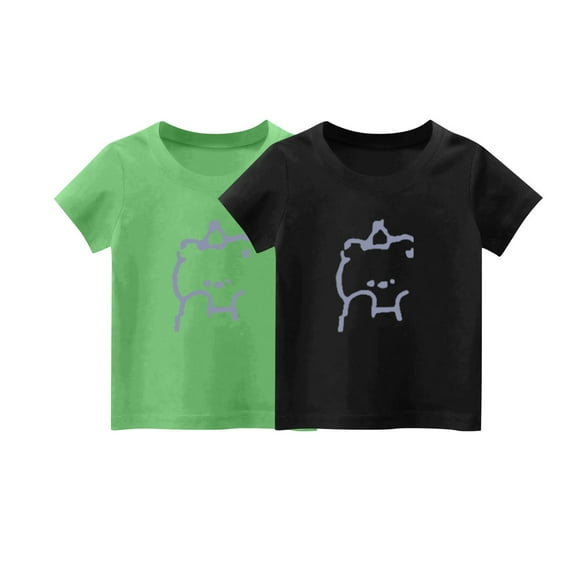 fatyb 2 Pack Kids T-Shirts Girls Cute Print Graphic Tee Tops Boys Short Sleeve Loose Cotton T Shirts