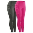 thumbnail image 1 of fatyb 2 Pack Leggings with Pockets for Women High Waisted Gym Yoga Pants Womens Stretch Workout Pants, 1 of 7