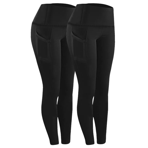 fatyb 2 Pack Leggings with Pockets for Women High Waisted Gym Yoga Pants Womens Stretch Workout Pants