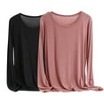 thumbnail image 1 of fatyb 2 Pack Long Sleeve Shirts for Women Fall Plain Basic Tee Tops Women's Plus Size T-Shirts Xl-6XL, 1 of 2