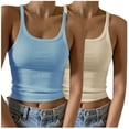 thumbnail image 1 of fatyb 2 Pack Ribbed Tank Tops for Women Scoop Neck Knit Basic Crop Shirts Spaghetti Strap Casual Tees, 1 of 6