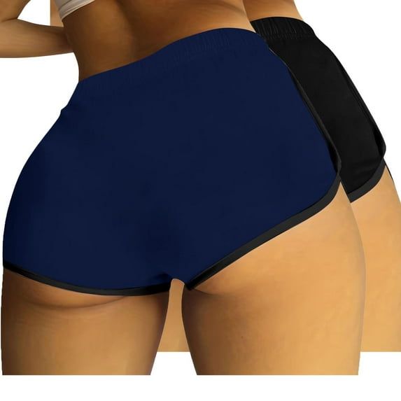 fatyb 2 Pack Shorts for Women Elastic Waist Casual Shorts Active Workout Womens Summer Shorts Loungewear