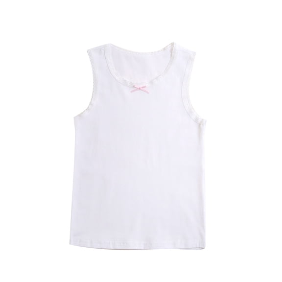 fatyb Girls Tank Tops Cotton Sleeveless Crew Neck Undershirts Lace Cute Summer Tshirts for Kids