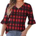 thumbnail image 1 of fatyb 3/4 Length Sleeve Tops for Women Casual V Neck Tunic Shirts Pleated Womens Dressy Summer Blouses, 1 of 7