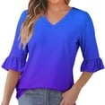 thumbnail image 1 of fatyb 3/4 Length Sleeve Tops for Women Casual V Neck Tunic Shirts Pleated Womens Dressy Summer Blouses, 1 of 7