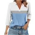 thumbnail image 1 of fatyb 3/4 Length Sleeve Womens V Neck Tops with Collar Casual Loose Tunic Shirts Dressy Blouses for Women, 1 of 7