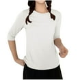 thumbnail image 1 of fatyb 3/4 Sleeve Lounge Shirts for Women Crewneck Loose Comfy Blouses Everyday Casual Pullover Pajama Tee, 1 of 3