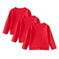 thumbnail image 1 of fatyb 3 Pack Cotton Long Sleeve T-Shirts for Boys Girls Crewneck Casual Shirts Plain Kids Basic Tee Top, 1 of 7
