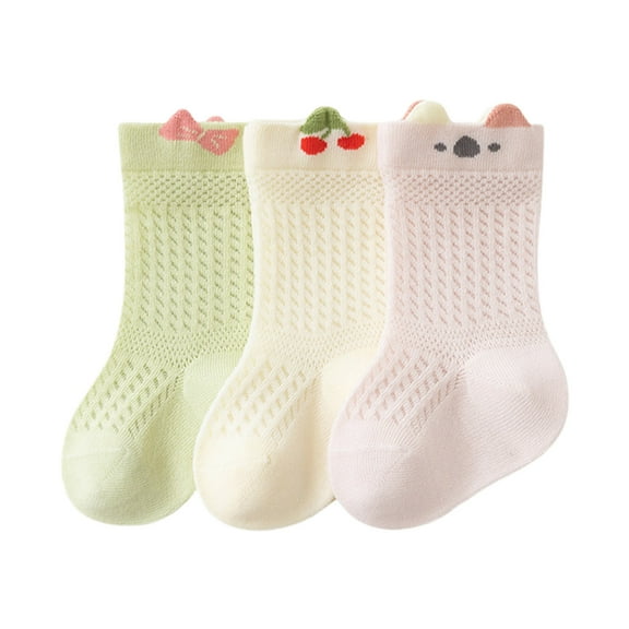 fatyb 3 Pack Cotton Socks for Toddler Baby Thin Breathable Crew Socks Infant Boys Girls Summer Socks