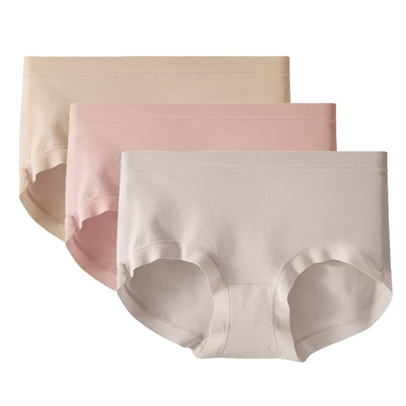 fatyb 3 Pack Cotton Underwear for Women High Waist Full Coverage Briefs Stretch Plain Ladies Panties