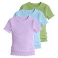 thumbnail image 1 of fatyb 3 Pack Girls T-Shirts Short Sleeve Ribbed Knit Crew Neck Tee Shirts Lightweight Casual Summer Tops, 1 of 5