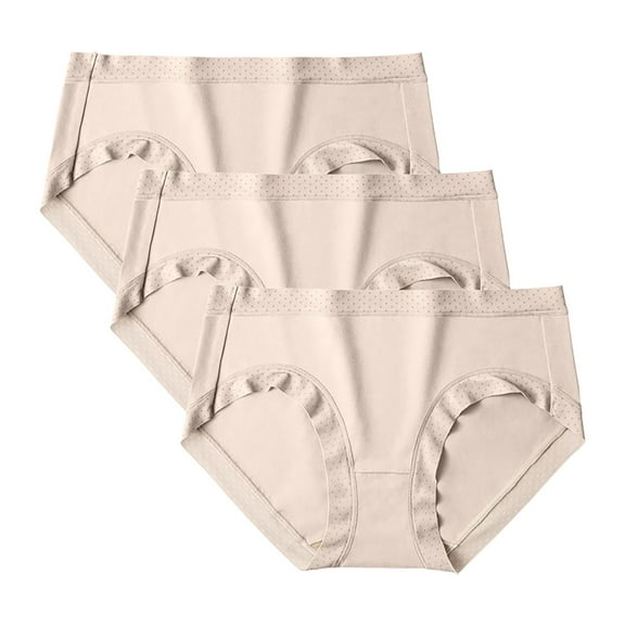 fatyb 3 Pack Underwear for Women Cotton Mid Waist Stretch Panties Comfortable Ladies Full Coverage Briefs