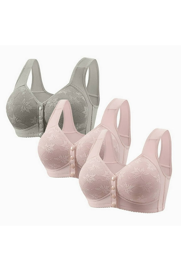 3 Pack Women's Front Closure Bras Wireless Full Coverage Everyday Bras Comfortable Womens Bras