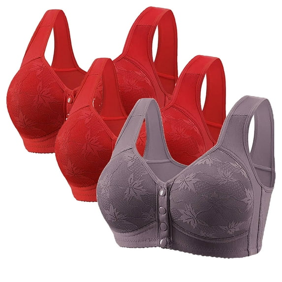 fatyb 3 Pack Women's Front Closure Bras Wireless Full Coverage Everyday Bras Comfortable Womens Bras