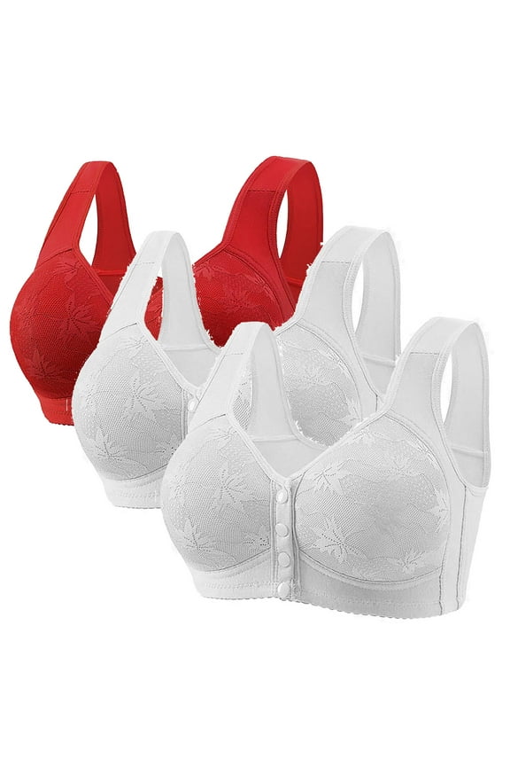 3 Pack Women's Front Closure Bras Wireless Full Coverage Everyday Bras Comfortable Womens Bras