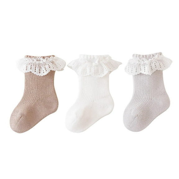 fatyb 3 Pairs Baby Ruffle Socks Newborn Cotton Crew Socks Infant Toddler Boys Girls Cute Dress Socks