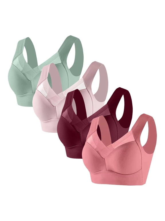 4 Pack Wireless Bras Womens Comfortable Push up Bralettes Full Coverage Everyday Bras for Women