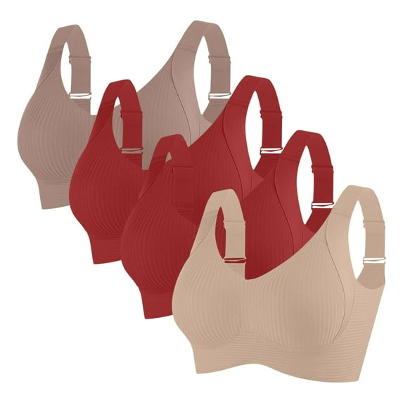 fatyb 4 Pack Women's Seamless Bras No Underwire Full Coverage Comfortable Push up Everyday Bralettes