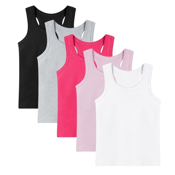 fatyb 5 Pack Boys Girls Tank Tops Cotton Sleeveless Tshirts Solid Color Summer Casual Plain Undershirts