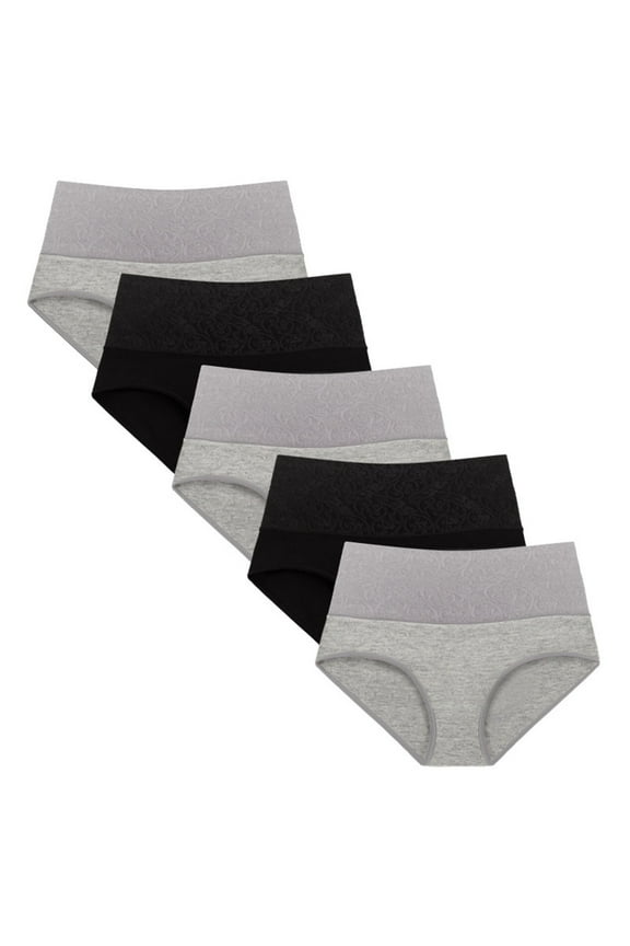 5 Pack Cotton Underwear Womens High Waisted Briefs Stretch Ladies Full Coverage Panties Xs-6xl