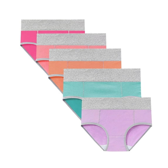 fatyb 5 Pack Womens Plus Size Underwear Cotton High Waist Briefs Full Coverage Breathable Ladies Panties