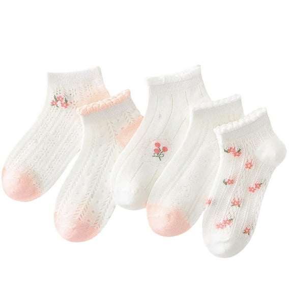 fatyb 5 Pairs Girls Dress Socks Thin Comfortable Cotton Socks Kids Breathable Casual Socks for Girls