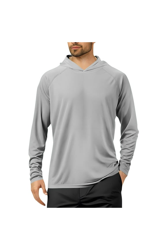 Athletic Hoodies for Men Long Sleeve Hooded Sun Protection Shirts Lightweight Running T-Shirts