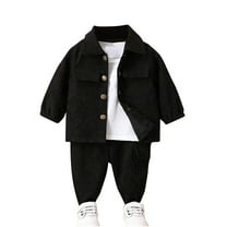 fatyb Baby Boys Girls Clothes Set Toddler Button down Collared Jacket Long Pants Infant 2 Piece Outfits