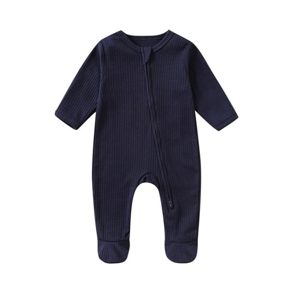 fatyb Baby Boys Girls Zipper Romper Long Sleeve Footed Jumpsuit Newborn Infant Cotton Pajama Loungewear