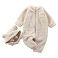 thumbnail image 1 of fatyb Baby Fleece Jumpsuit Fuzzy Romper Pajamas Zip up Snowsuit with Warm Hat Winter Clothes Outfits, 1 of 7