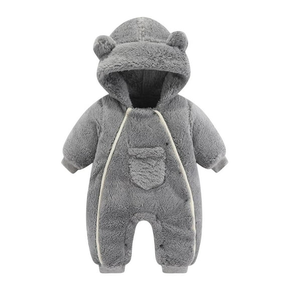 fatyb Baby Fleece Thick Snowsuit Newborn Winter Thermal Hooded Jumpsuit Boys Girls Outwear Pocket Romper