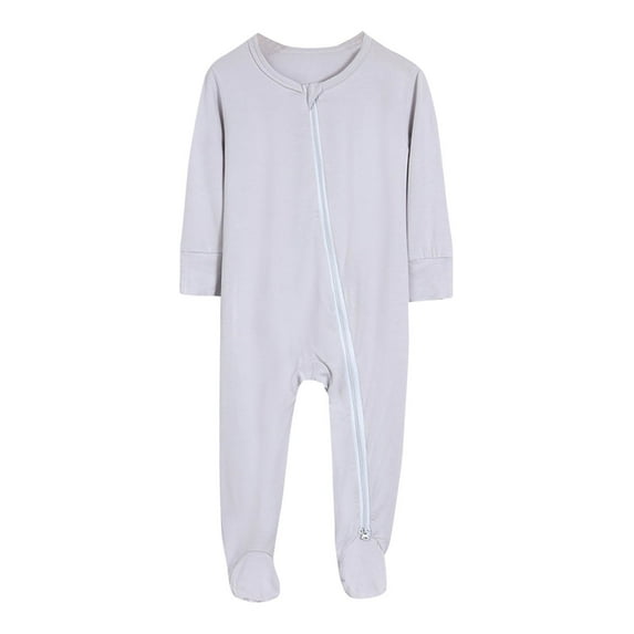 fatyb Baby Footed Pajamas with Zipper Long Sleeve Newborn Cotton Jumpsuit Solid Color Romper Clothes