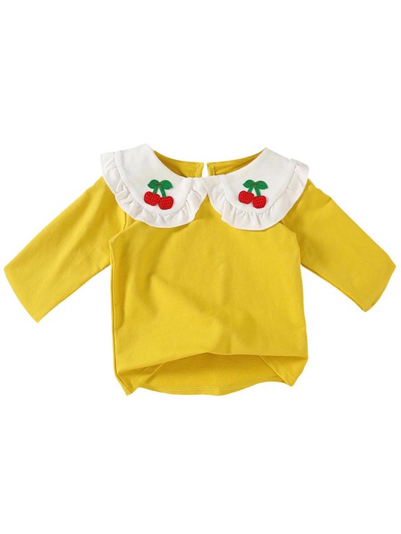 Baby Girls Blouses Long Sleeve Toddler Infant Cotton Collar Shirts Kids Girls Casual Tees Tops