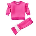 thumbnail image 1 of fatyb Baby Girls Clothes Infant Newborn Fleece Lined Outfits Ruffle Long Sleeve Sweatshirts and Pants Sets, 1 of 7