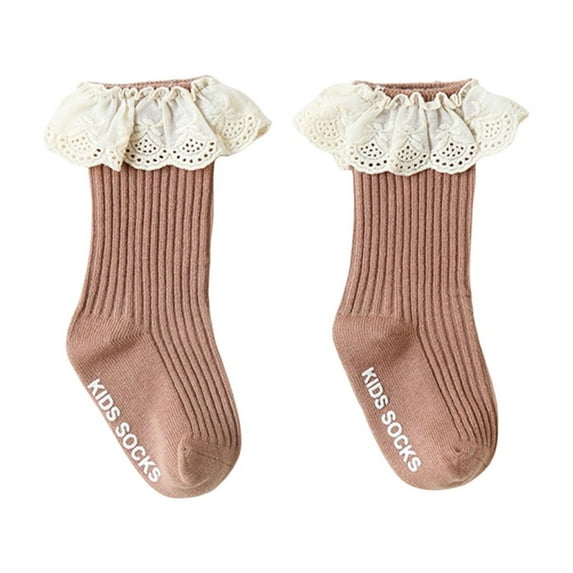 fatyb Baby Girls Cotton Ruffle Socks Lace Knee High Socks for Newborn Infant Girls Cute Dress Stockings