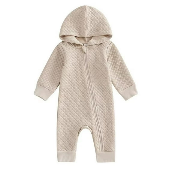 fatyb Baby Long Sleeve Hooded Romper Newborn Boys Girls Clothes Fall Winter Zip up Jumpsuit for Kids