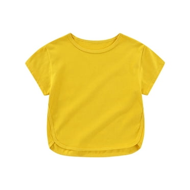 fatyb Baby Toddler Short Sleeve Crewneck T-Shirts Boys Girls Cotton Solid Color Summer Kids Tee Tops