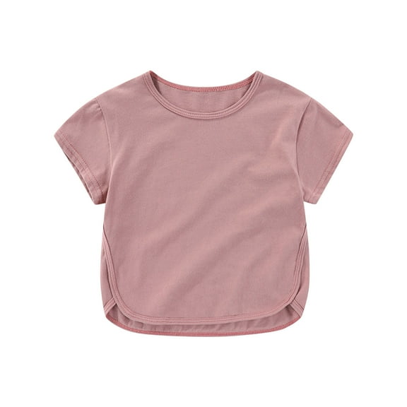 fatyb Baby Toddler Short Sleeve Crewneck T-Shirts Boys Girls Cotton Solid Color Summer Kids Tee Tops