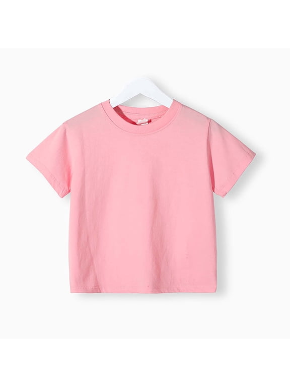 Basic Shirts for Boys Girls Cotton Short Sleeve Solid Color Tee Tops Kids Soft Comfort T-Shirts