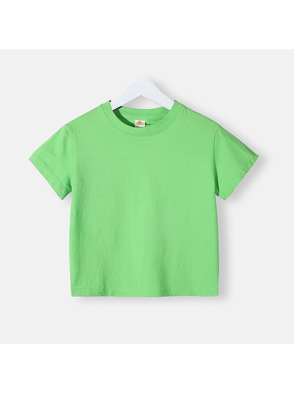 Basic Shirts for Boys Girls Cotton Short Sleeve Solid Color Tee Tops Kids Soft Comfort T-Shirts