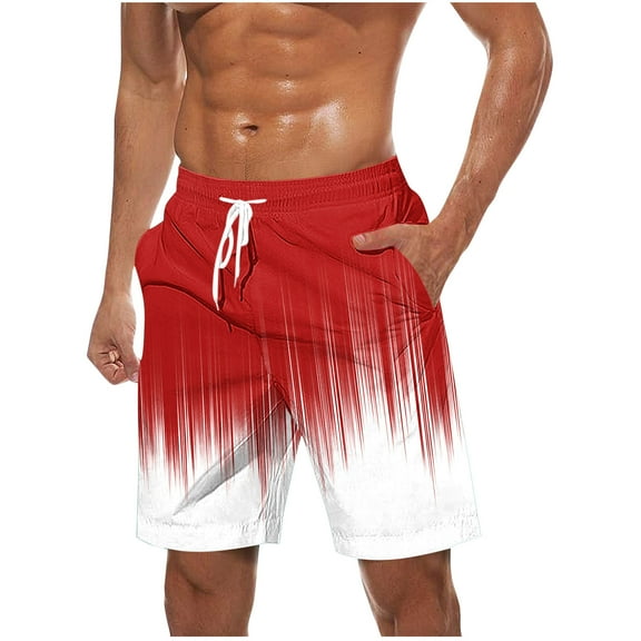 fatyb Beach Shorts for Men Big and Tall Drawstring Printed Casual Shorts Mens Summer Shorts with Pockets