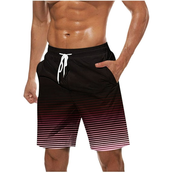 fatyb Beach Shorts for Men Big and Tall Drawstring Printed Casual Shorts Mens Summer Shorts with Pockets