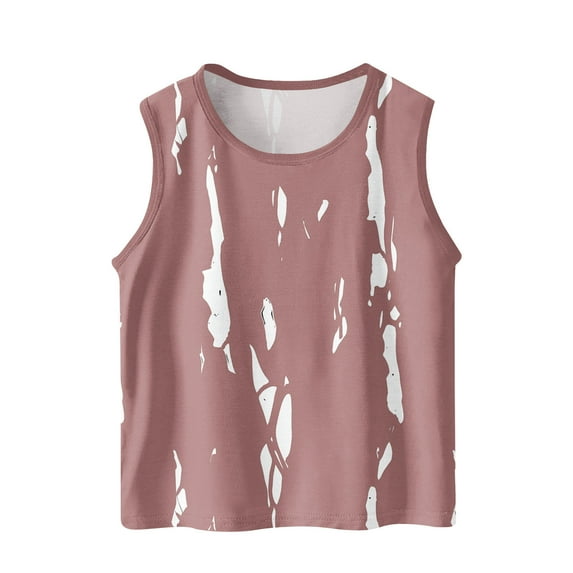 fatyb Beach Tank Tops for Boys Girls Print Sleeveless Graphic Tee Summer Casual Crewneck Shirts for Kids
