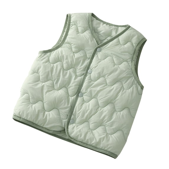 fatyb Big Boys Girls Lightweight Vest V Neck Sleeveless Padded Jacket Warm Kids Quilted Vest with Button