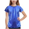 thumbnail image 1 of fatyb Big Girls Boys Shiny T-Shirts Short Sleeve Dance Tee Tops for Kids Crewneck Sparkly Party Blouse, 1 of 4