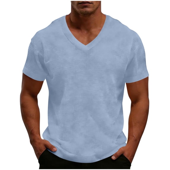 fatyb Big and Tall Men's V Neck T-Shirts Short Sleeve Casual Loose Tees Lightweight Mens Summer Tops