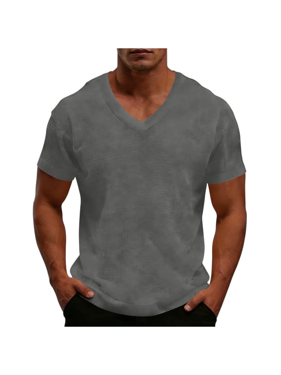 Big and Tall Men's V Neck T-Shirts Short Sleeve Casual Loose Tees Lightweight Mens Summer Tops